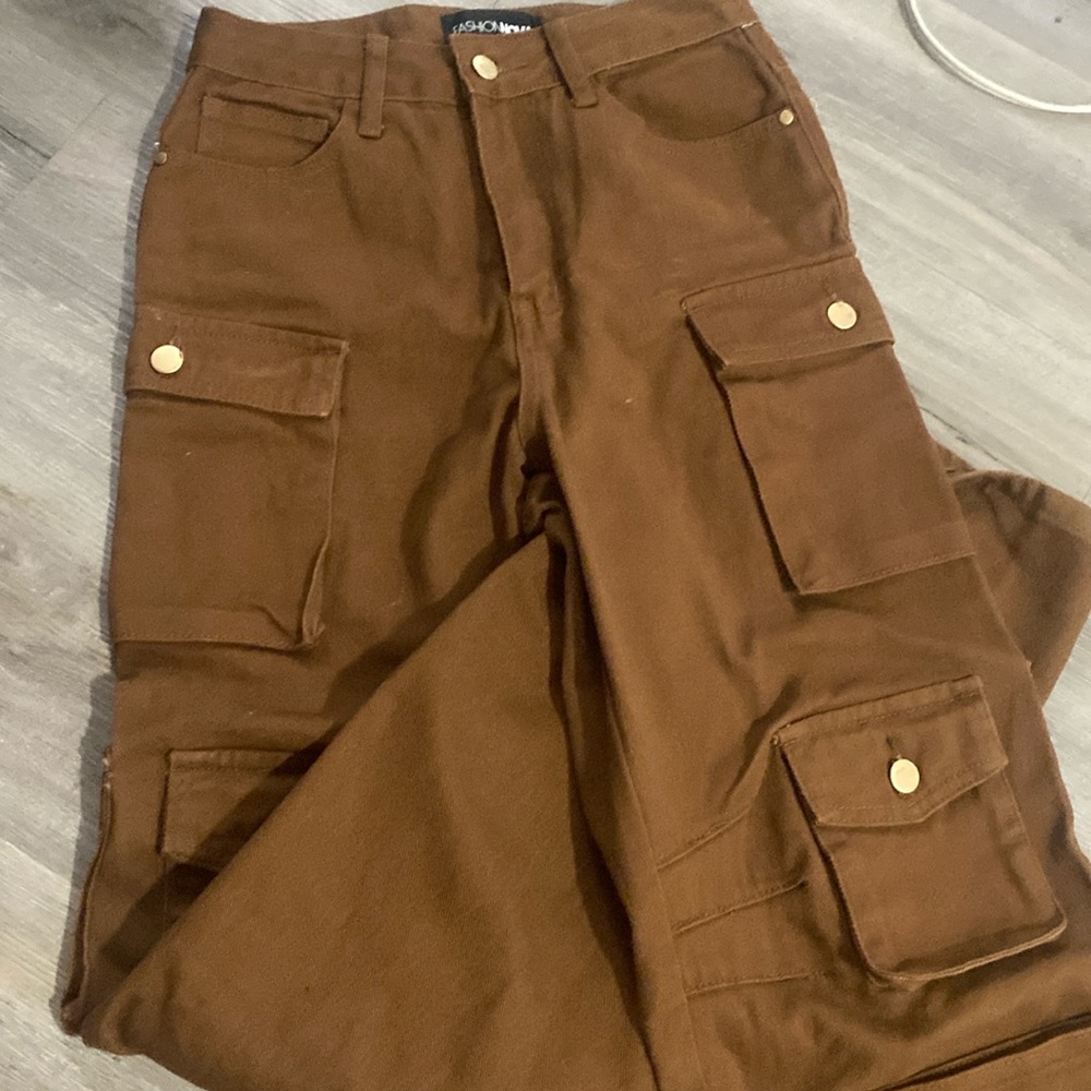 Brown flared cargo pants